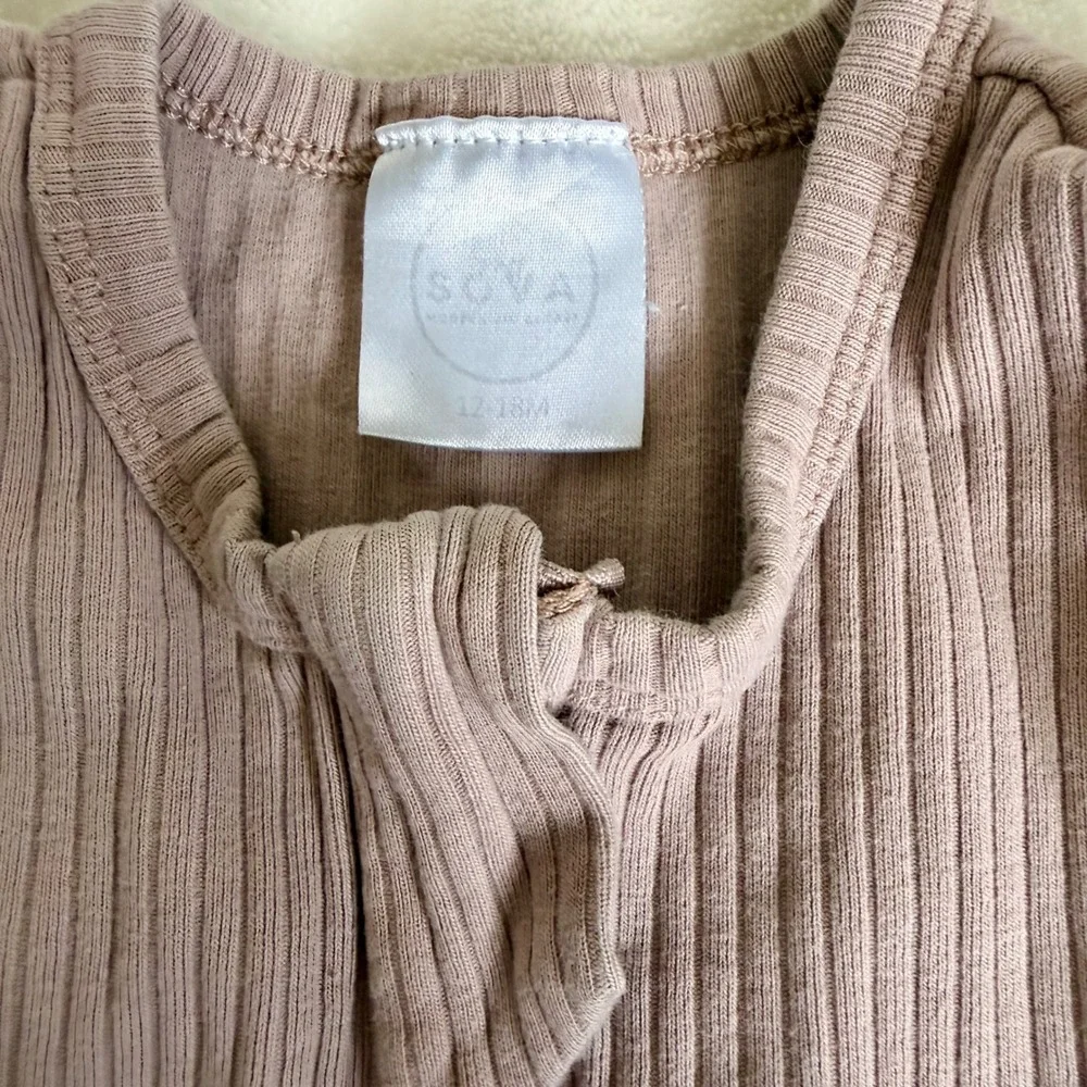SOVA Baby Ribbed Footed Zip Up Romper Cocoa Mauve Organic Cotton 12-18 Months
